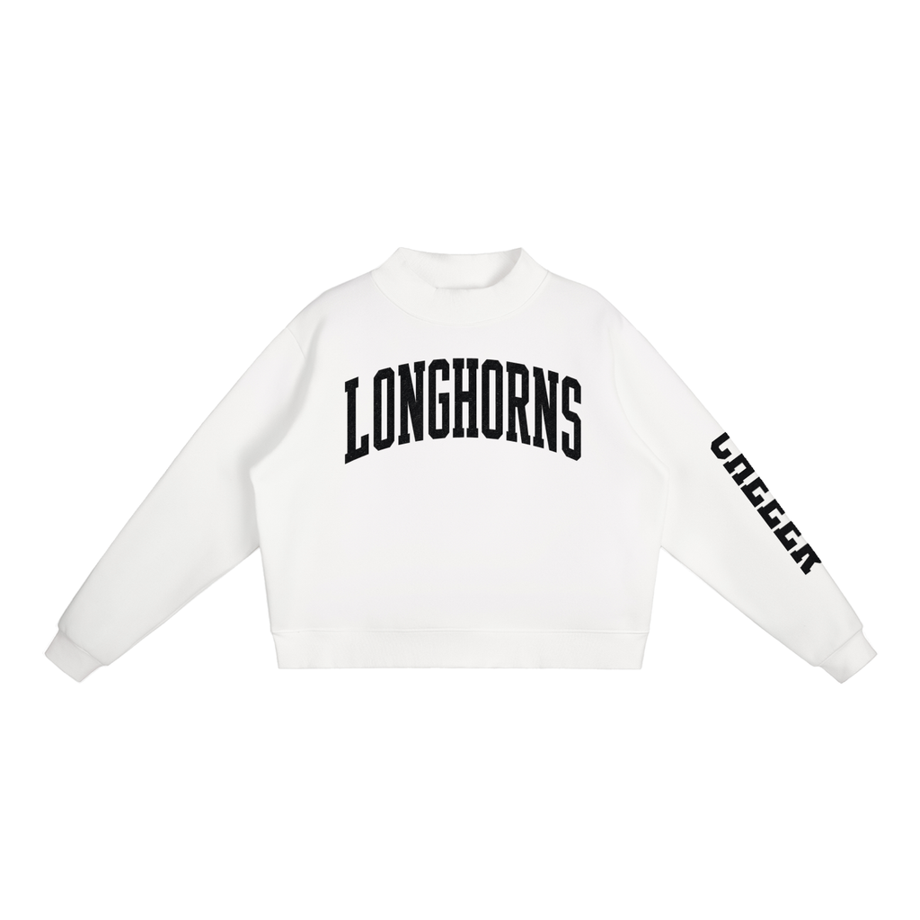 Custom Team Spirit Mock-Neck Crewneck | Personalized Team + Sleeve Text