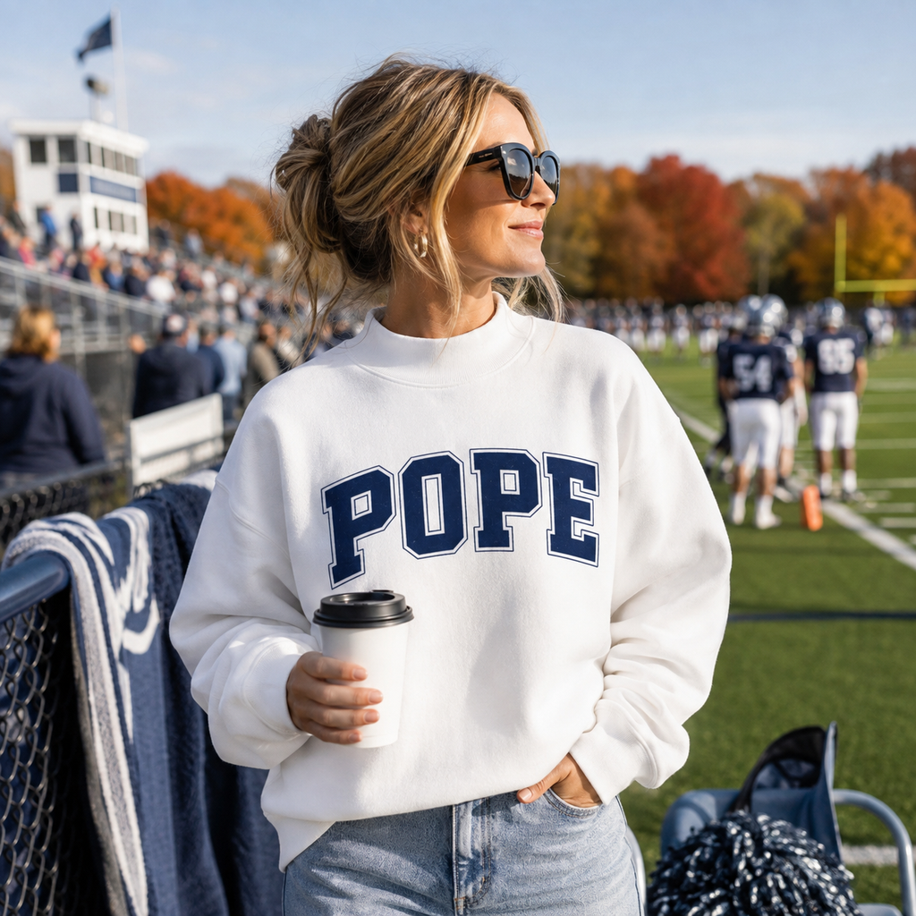 POPE Collegiate Mock Neck Crewneck Sweatshirt