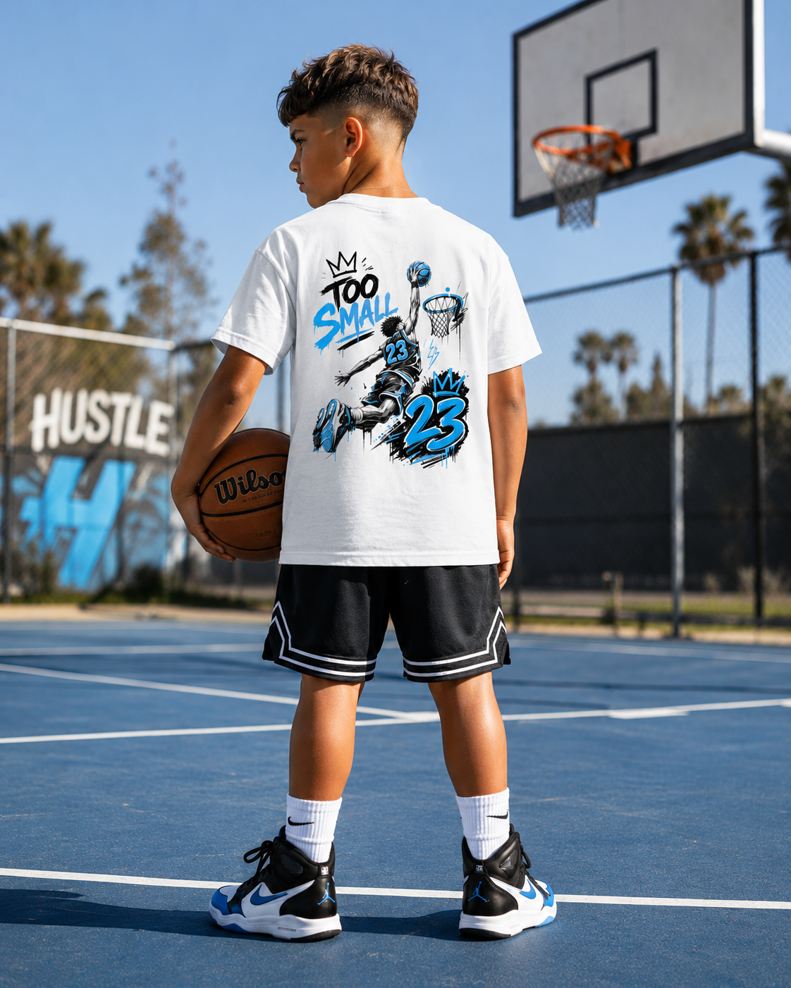HUSTLE “Too Small” Basketball Tee | Kids