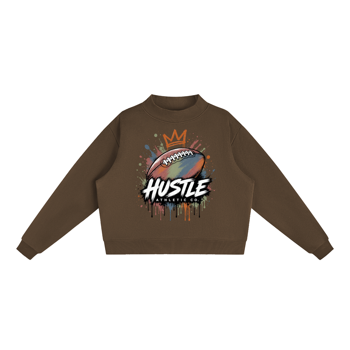 Adult Muted Drip Football Crewneck